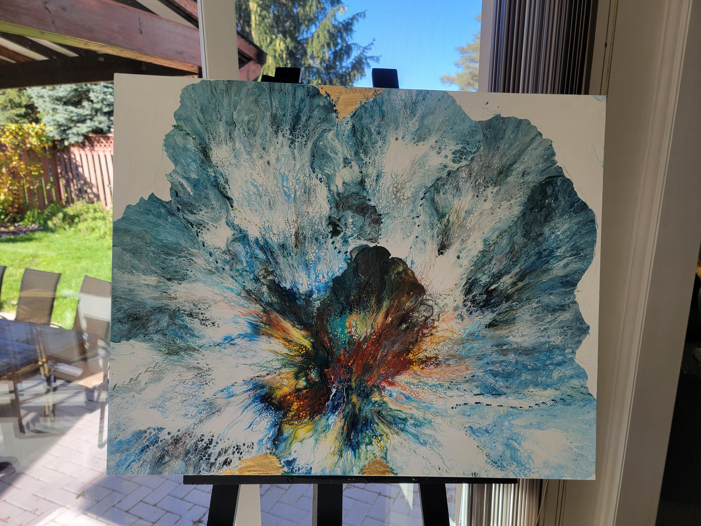 Blue flower - Acrylic pour painting