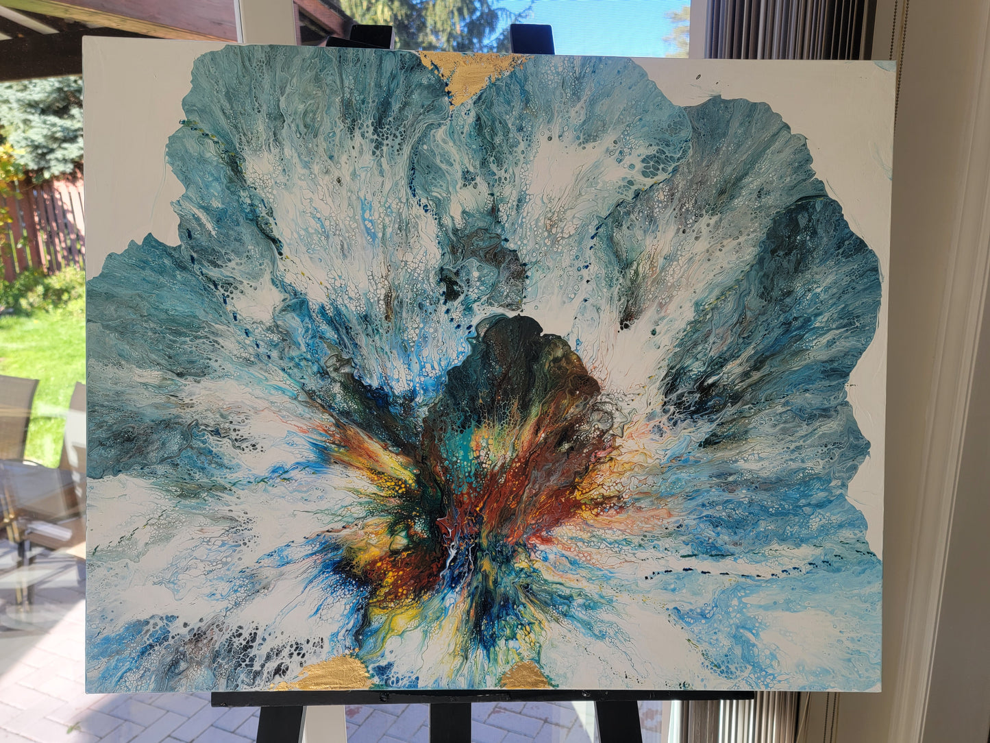 Blue flower - Acrylic pour painting