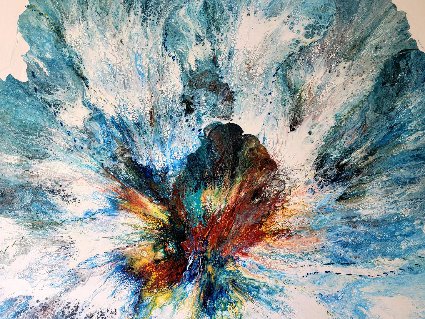 Blue flower - Acrylic pour painting