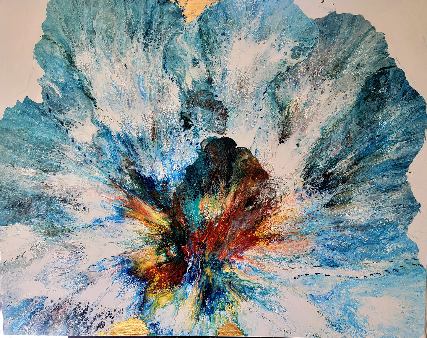 Blue flower - Acrylic pour painting